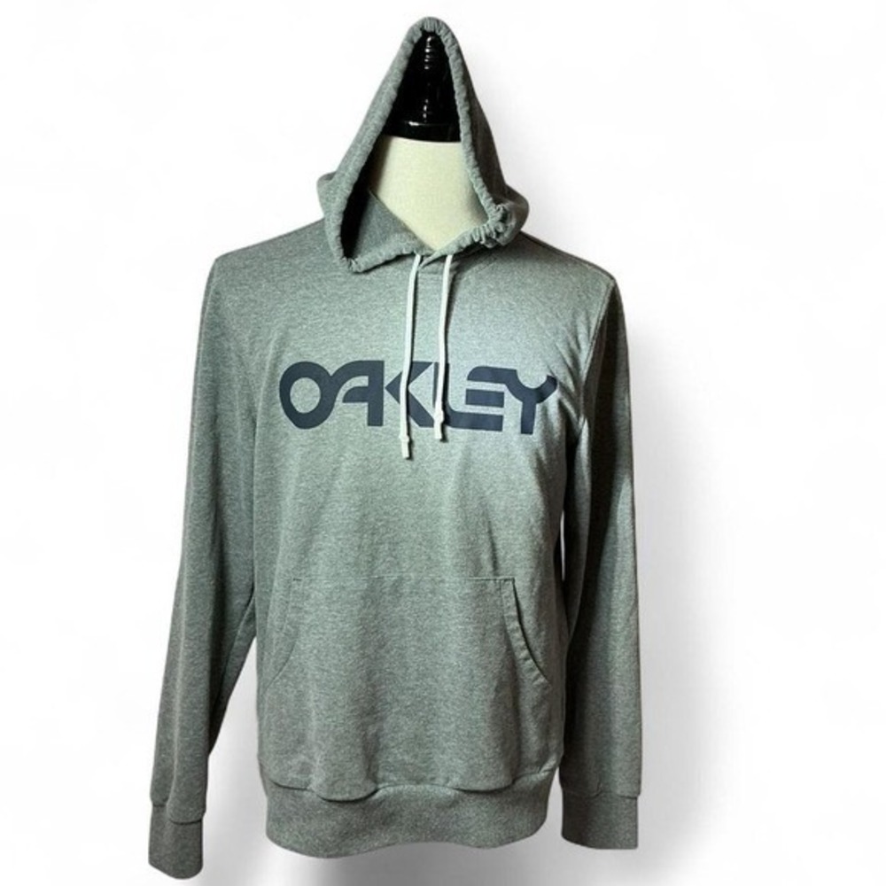 Oakley Logo Pullover Hoodie Mens Medium Gray Custom Fit Sweatshirt CA35460